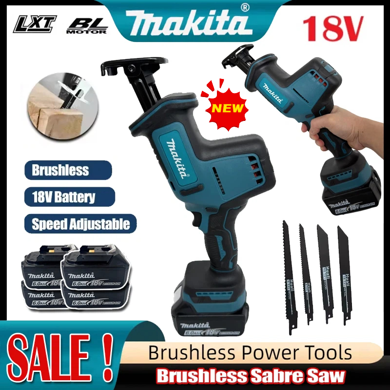 Power Tools Universal Battery - 2026年マキタコードレスブラシレスレシプロソー、速度調整可能、ブラシレス金属・木材用電動ノコギリ、18Vバッテリー対応電動工具