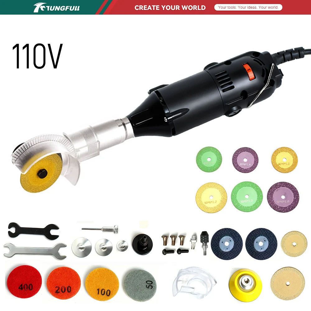 Power Tools Diy - TUNGFULL 110V ミニアングルグラインダー電動研磨機ポータブル研削ツール金属木材石切断修理 DIY