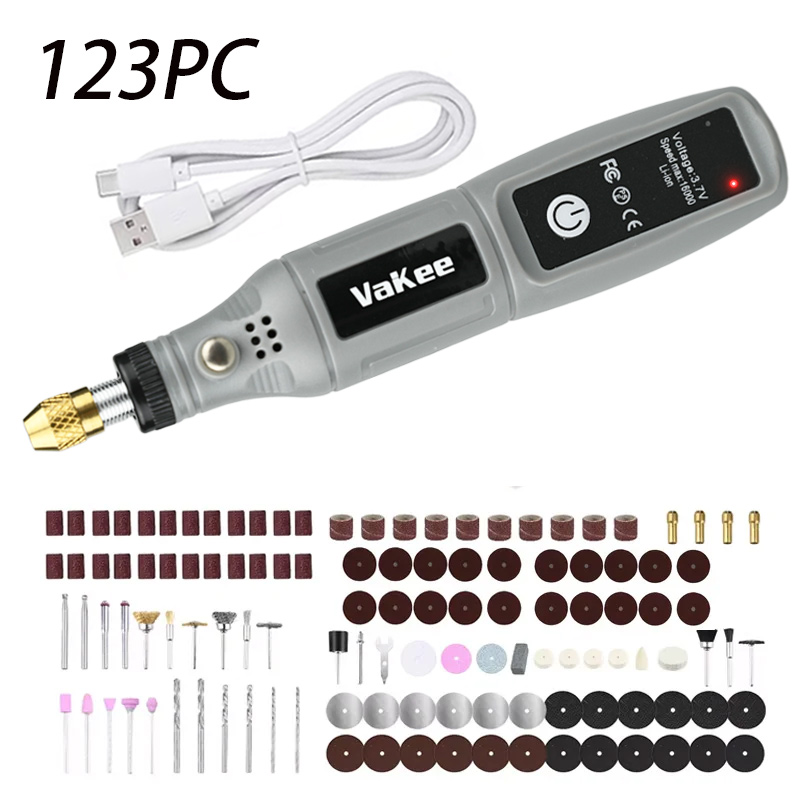 Power Tools Diy - Vakee 16000RPM ロータリーツール、3.7V USB 充電式ミニグラインダーペン、DIY クラフト、ジュエリー作り用のポータブル電動工具