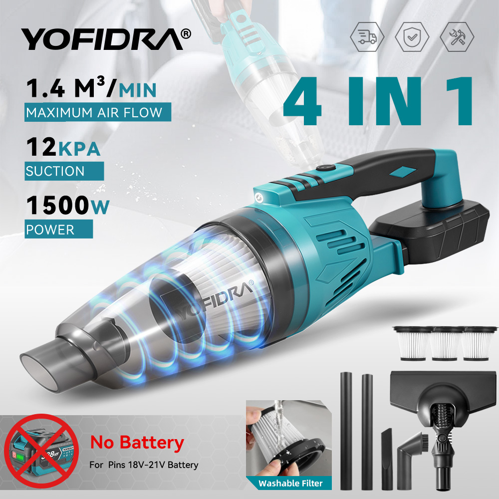 Power Tools Universal Battery - YOFIDRA 1500W 12KPA 電動掃除機 4in1 ワイヤレス掃除機