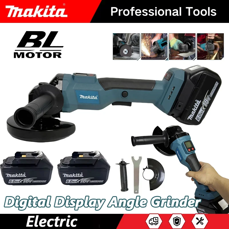 Power Tools Universal Battery - マキタツール 125MM ブラシレス電動アングルグラインダー デジタルディスプレイ 金属/木材研磨用 18V
