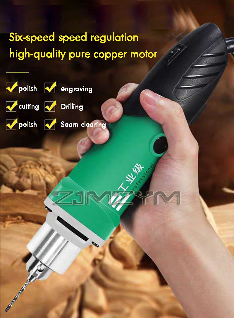 Power Tools Brand - 6段階変速ハイパワー彫刻機 電動ドリル 木彫り 研磨機 ロータリーツール フレキシブルシャフト付き