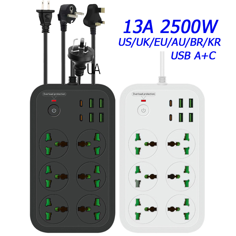 Power Tools Extension - 13A ユニバーサル電源タップソケットコンセント延長ケーブル USB 2500 ワット KR