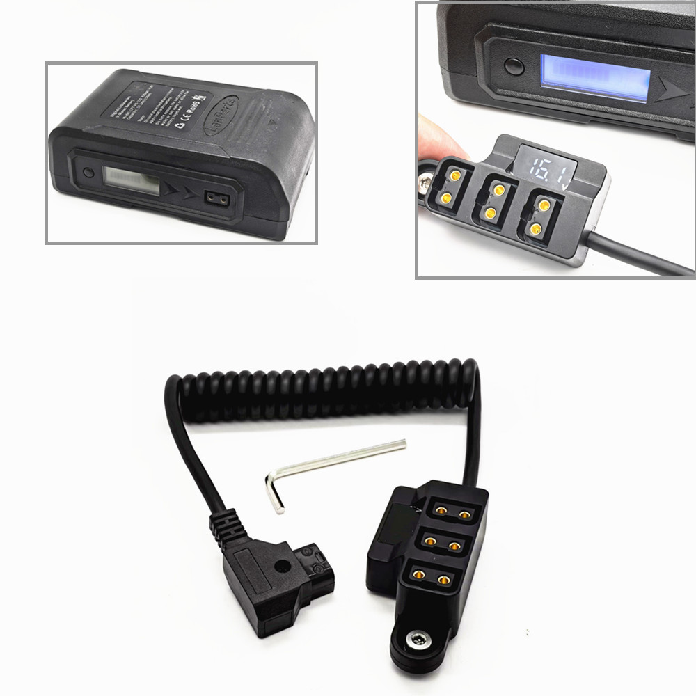 Power Tools Extension - オスDタップ電源タップ、3メスPタップハブ延長アダプター、スクリーン付きスプリングケーブル、Vマウントバッテリーおよびデバイス