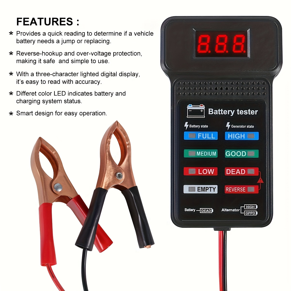 バッテリー欠陥検出ツール、バッテリー状態チェック、発電機状態 - Power Tools Technician のレビューと価格