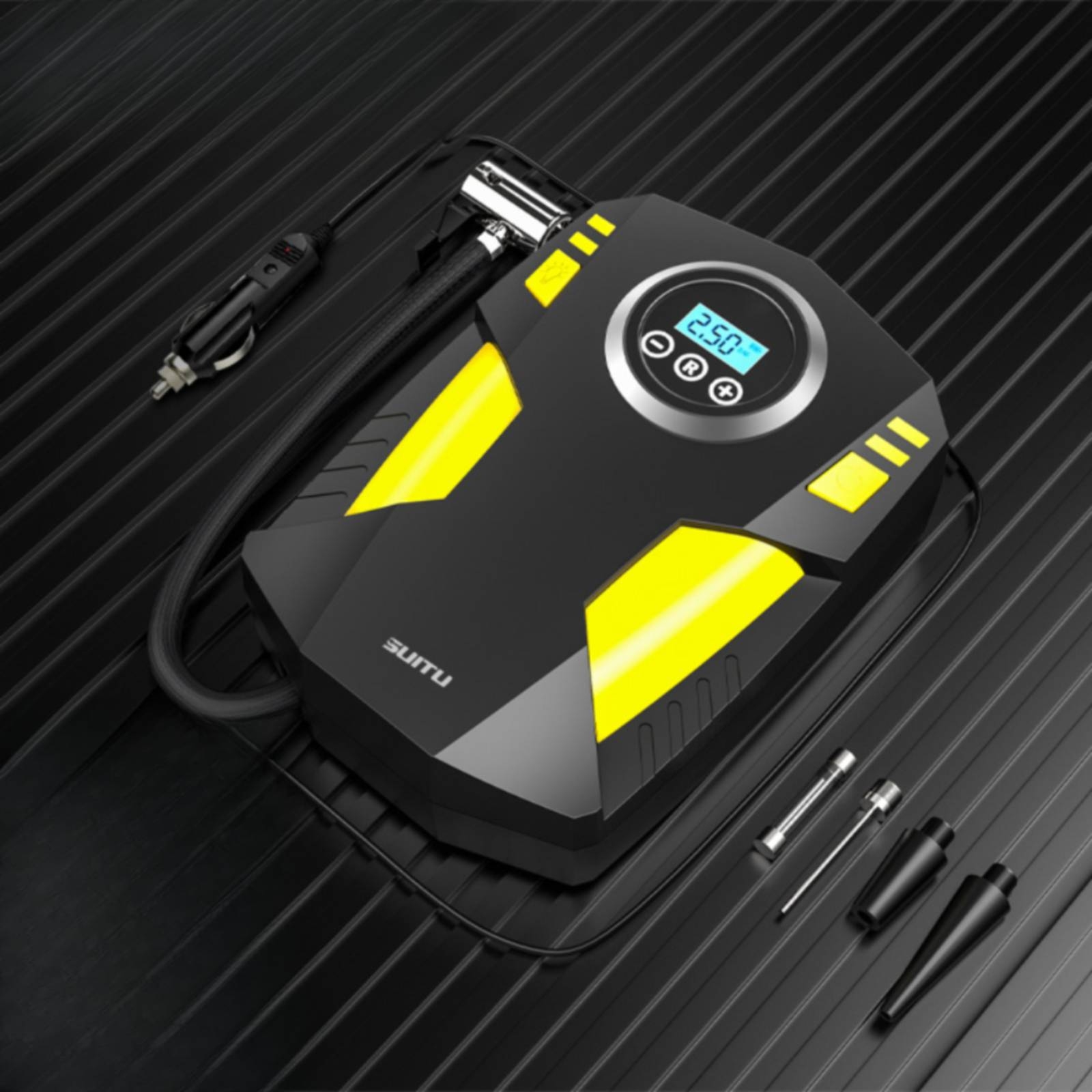 ポータブルエアコンプレッサー 圧力計付き 12V タイヤイン - Air Compressor Mini のレビューと価格