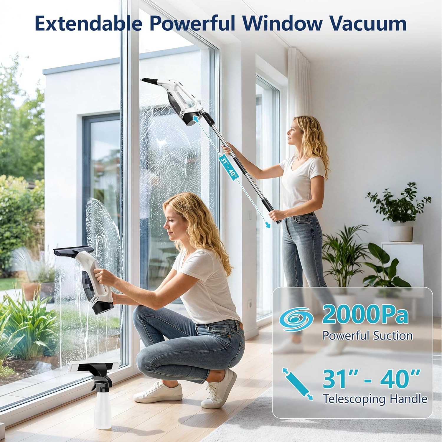 2000Pa ハンドヘルド窓掃除機コードレス電動ガラスクリー - Power Tools Usa のレビューと価格