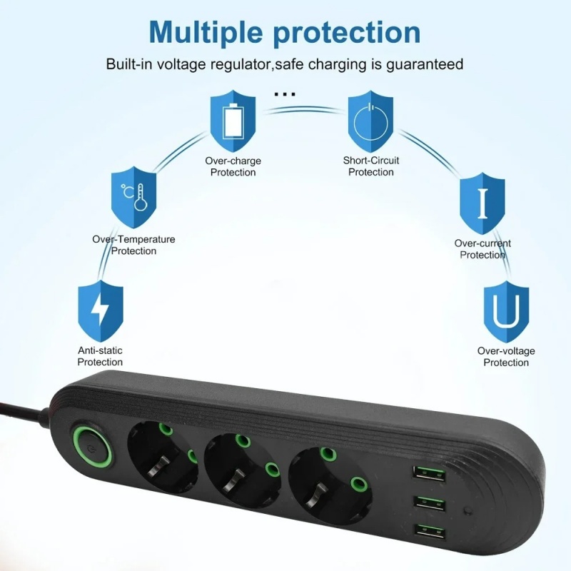 EUプラグACコンセント付き3USBポートACコンセント25 - Power Tools Extension のレビューと価格