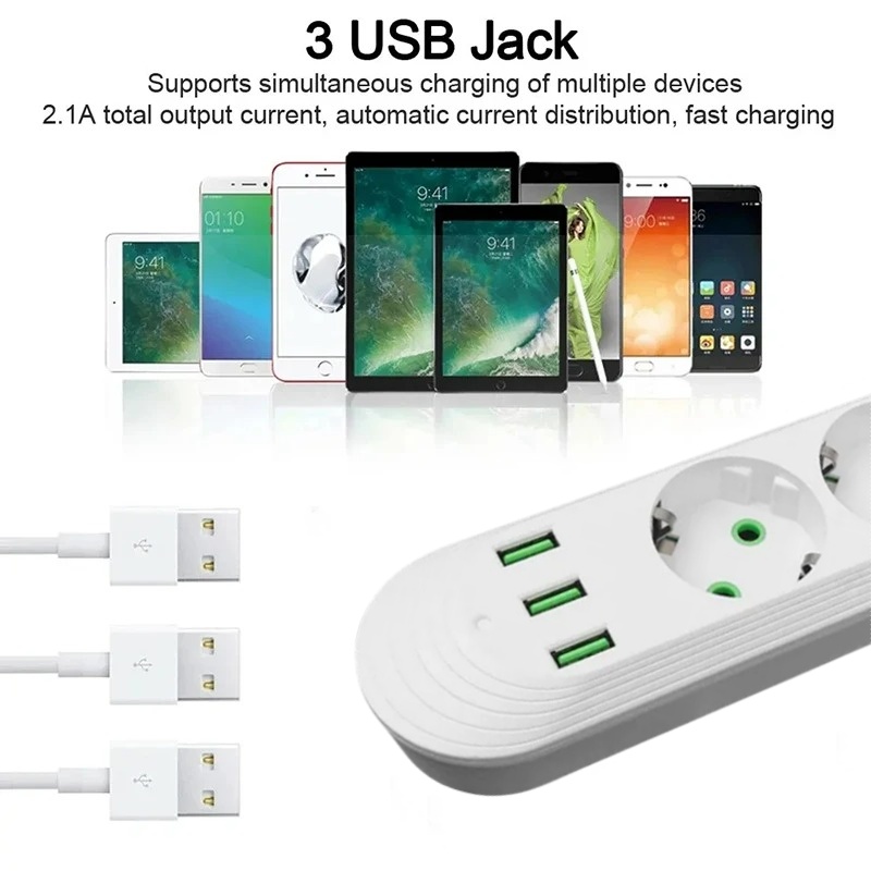 EUプラグACコンセント付き3USBポートACコンセント25 - Power Tools Extension のレビューと価格