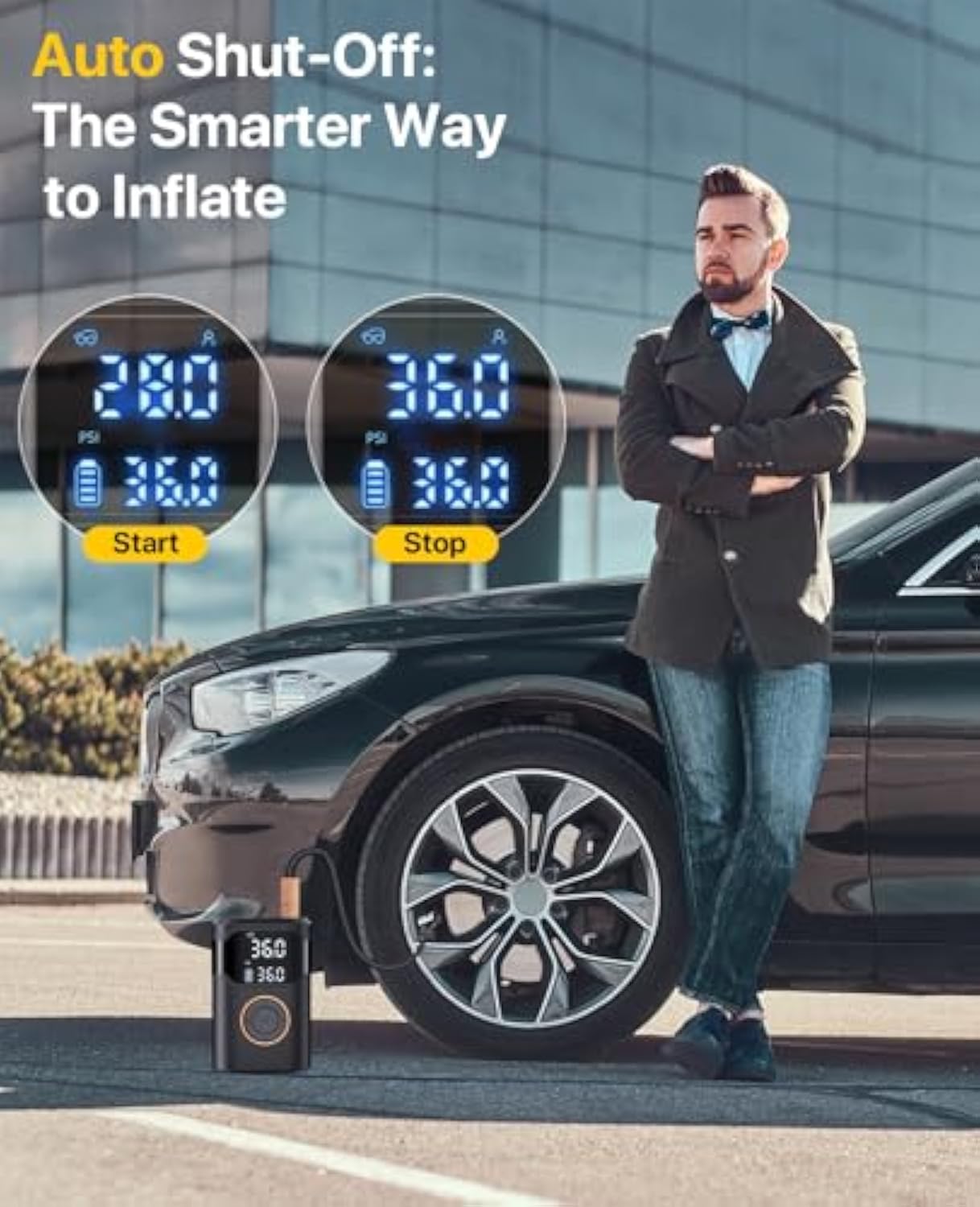 自動充電式電動ミニデジタルワイヤレスポータブルコードレスタイ - Air Compressor Mini のレビューと価格
