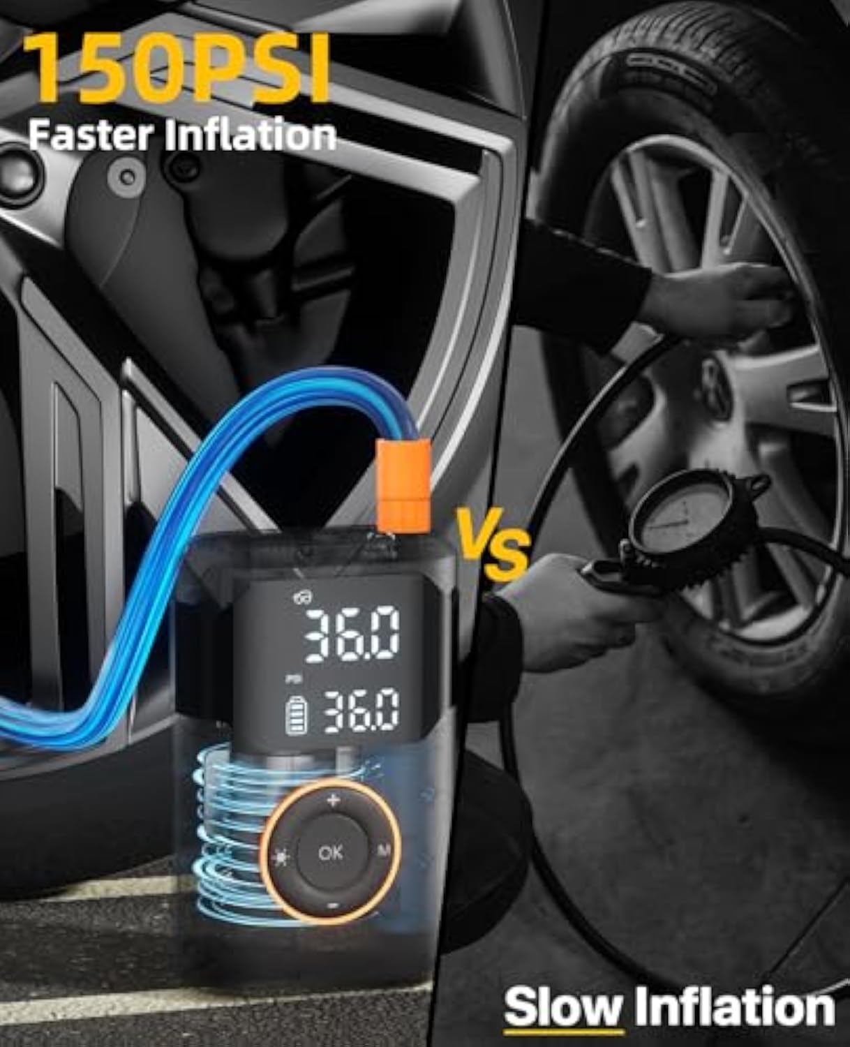 自動充電式電動ミニデジタルワイヤレスポータブルコードレスタイ - Air Compressor Mini のレビューと価格
